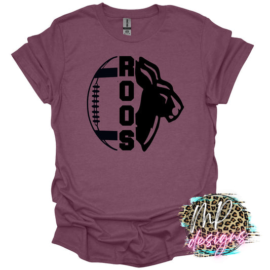 ROOS MASCOT FOOTBALL MAROON T-SHIRT